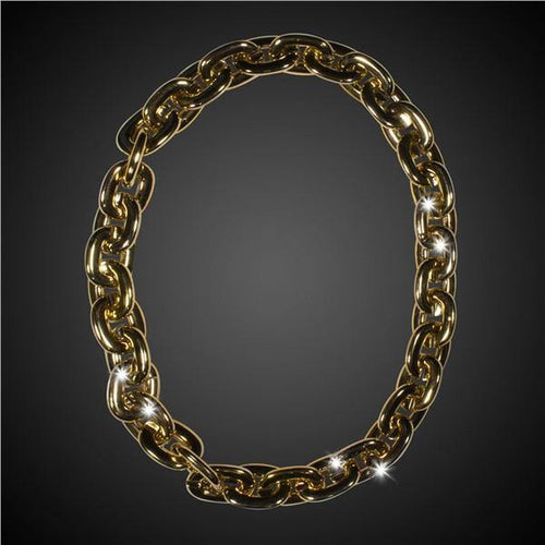 LED Light Up Flashing Gold Chain Link Necklace
