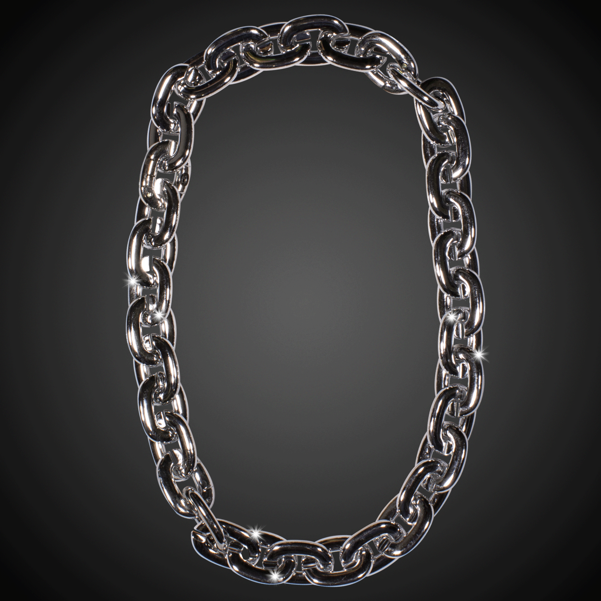 LED Light Up Flashing Silver Chain Link Necklace | PartyGlowz.com