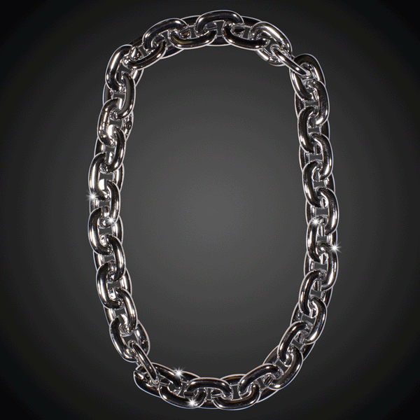 LED Light Up Flashing Silver Chain Link Necklace