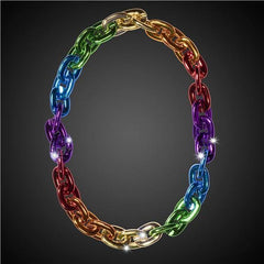 LED Light Up Flashing Rainbow Chain Link Necklace