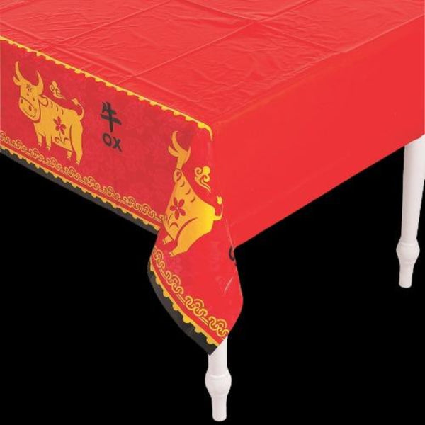 Chinese New Year Ox Plastic Tablecloth
