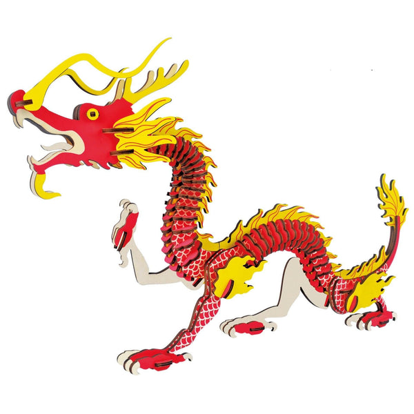 Natural Wood 3D Puzzle 18 Chinese Dragon Craft Building Set