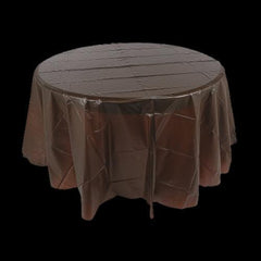 Chocolate Brown Round Plastic Tablecloth