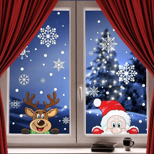 300 PCS 8 Sheet Christmas Snowflake Window Cling Stickers for Glass