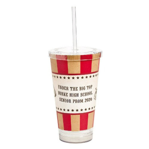 Personalized Vintage Circus Tumbler With Straw