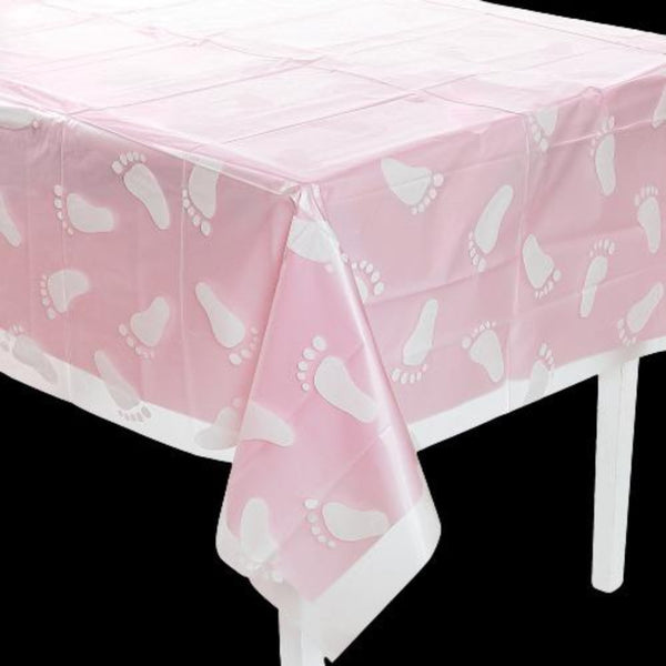 Clear Footprint Baby Shower Plastic Tablecloth