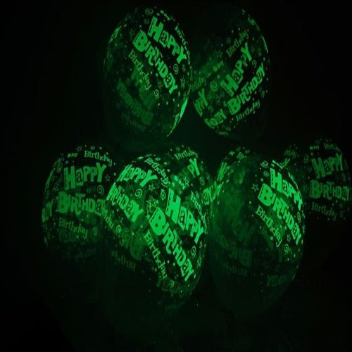 Glow in the Dark Clear Latex Happy Birthday Balloons