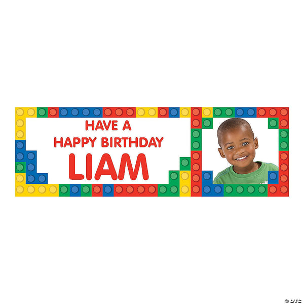 Color Brick Party Photo Custom Banner - Small