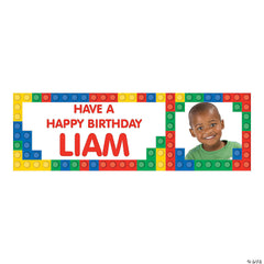 Color Brick Party Photo Custom Banner - Small