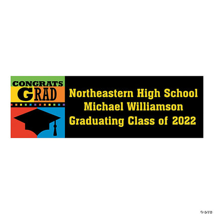 Colorful Congrats Grad Graduation Custom Banner - Medium