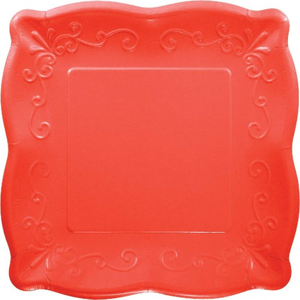 Coral Red Embossed Plate