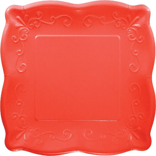 Coral Red Embossed Plate