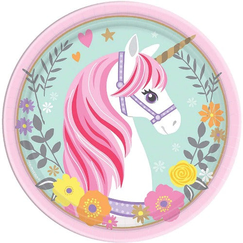 Unicorn Party Floral Dessert Plates