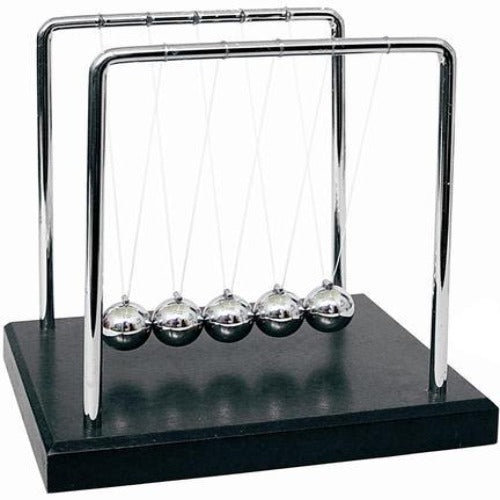 Newton's Cradle 5.5 Metal Balls With Black Wooden Base