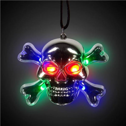 LED Skull & Crossbones Necklace | PartyGlowz