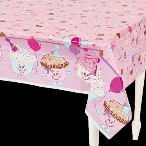 1st Birthday Cupcake Plastic Tablecloth