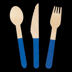 Wooden Cutlery Sets With Blue Handle