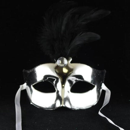 Silver Shiny Feather Mask