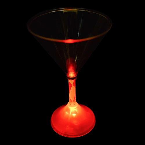 LED Light Up Flashing Red 7 Oz Martini Glasses