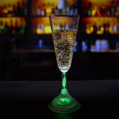 LED Light Up Flashing 7 Oz Champagne Flute Glass - Multi Color