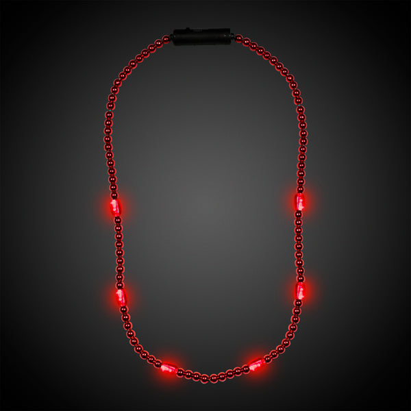 LED Light Up Red Mardi Gras Bead Necklace