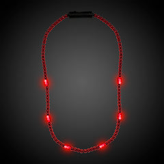 LED Light Up Red Mardi Gras Bead Necklace