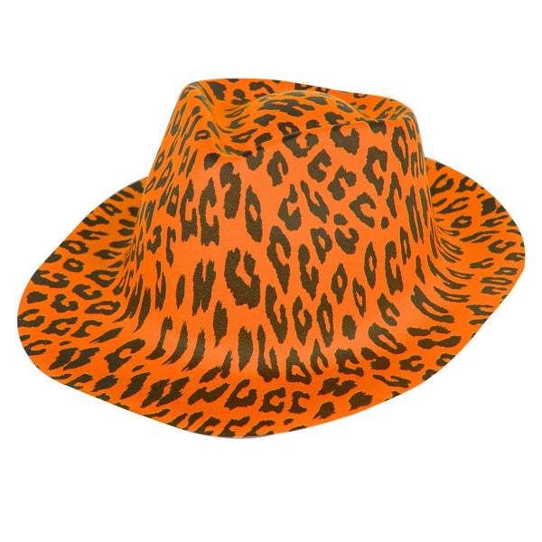 Orange Animal Print Camouflage Fedora Hat