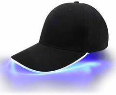 LED Lighted Blue Glow Hat Black Fabric