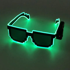 Green Light Up Pixel Meme Sunglasses