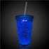 LED Light Up Blue 16 Oz Crystal Tumbler With Lid And Straw