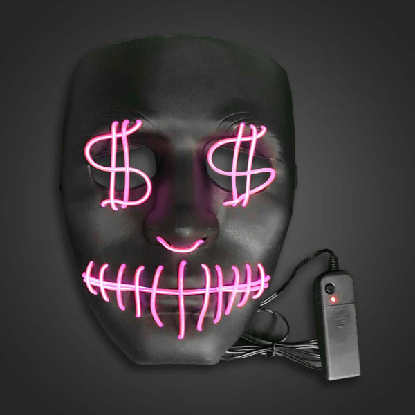 Pink EL Wire Dollar Sign Mask