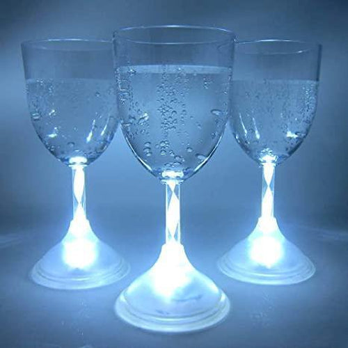 LED Light Up White Flashing 11 oz Wine Glasses
