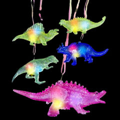 LED Light Up Jelly Dinosaur Necklaces - Assorted