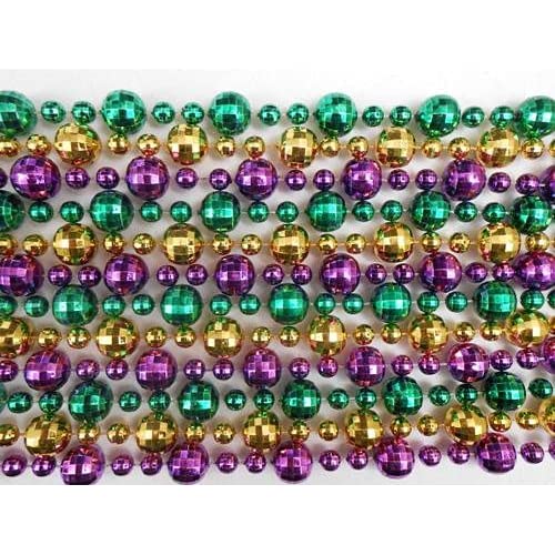 60 20Mm-10Mm-10Mm Globe Metallic Purple, Gold And Green Mardi Gras Beads