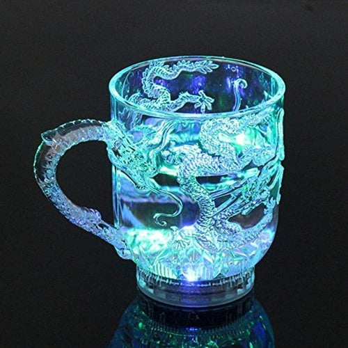 LED Light Up Flashing 10 Oz 3D Dragon Embossed Liquid Activated Cup - Multi Color