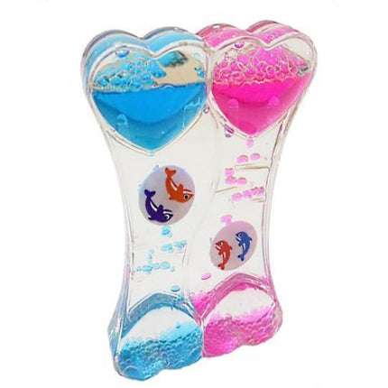Color Drop Double Heart Liquid Timer Spinning Wheels 5.5"