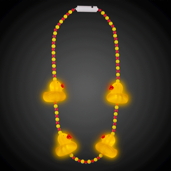 LED Light Up Yellow Ducks Bead Necklace