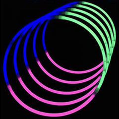 24 Inch Tri-Color Glow Stick Necklaces - Green Pink Blue