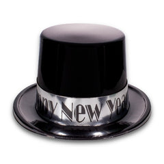 Black & Silver Happy New Year Top Hat