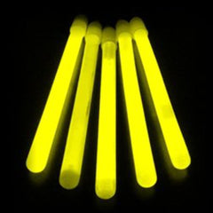 6 Inch Slim Yellow Glow Sticks With Lanyards - Pack of 12