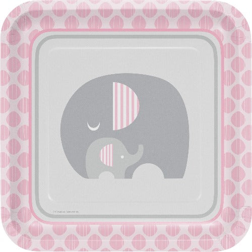 Pink Elephant Party Paper Dinner Plates
