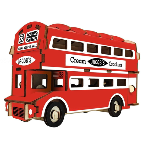 Natural Wood 3D Puzzle Double Decker England Bus