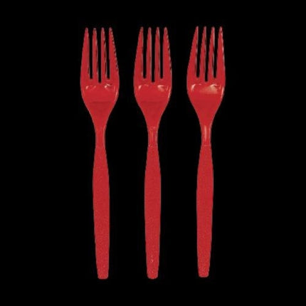 Red Color Plastic Forks