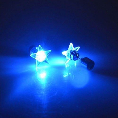 LED Light Up Blue Star Stud Earrings