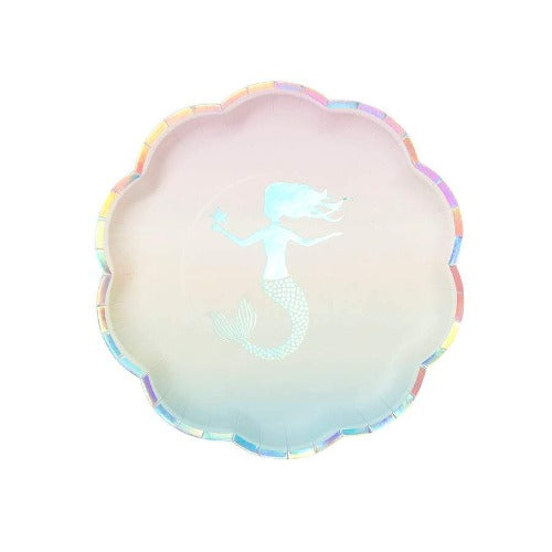 Mermaid Ombre Iridescent Foil Plates