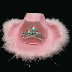 Premium LED Light Up Tiara Pink Cowboy Hat