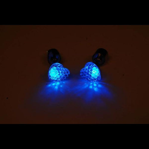 LED Light Up Blue Heart Stud Earrings