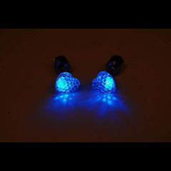 LED Light Up Blue Heart Stud Earrings