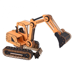 Natural Wood 3D Puzzle Excavator Craft Building Set