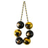 48" 100Mm Fleur De Lis Black And Gold Balls Necklace